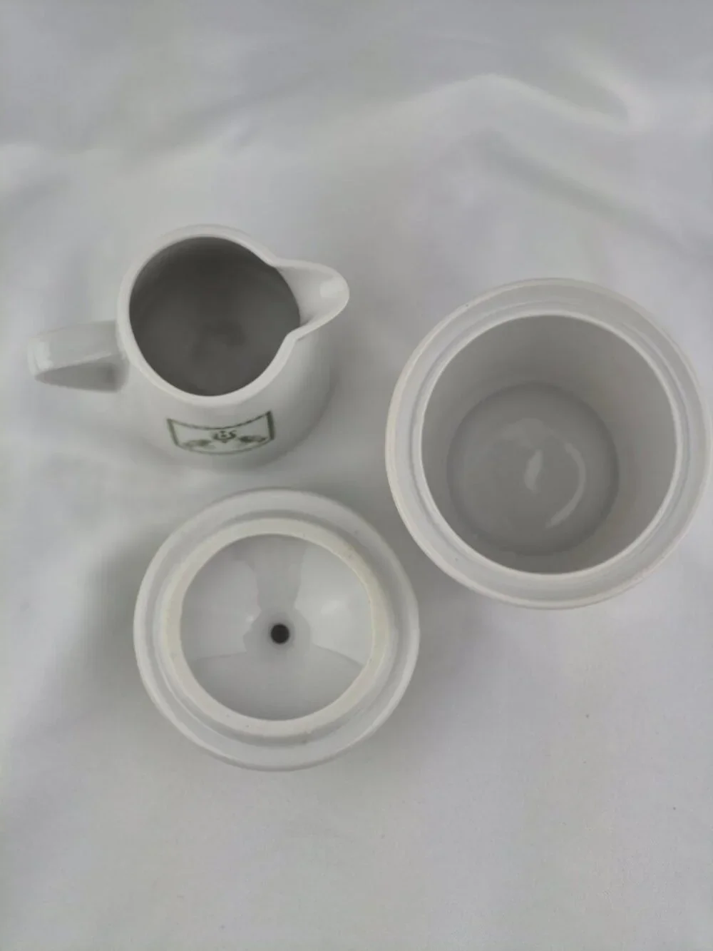 MCM Matte By Summit Coffee Set 5 Mugs, Sugar & Creamer w Lid Avacado Green Birds
